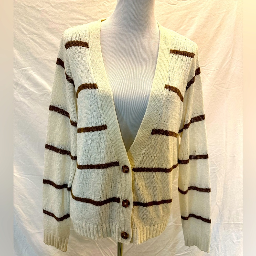 Striped Open Weave Cardigan